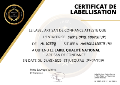 label artisan de confiance de l'entreprise Christophe 92